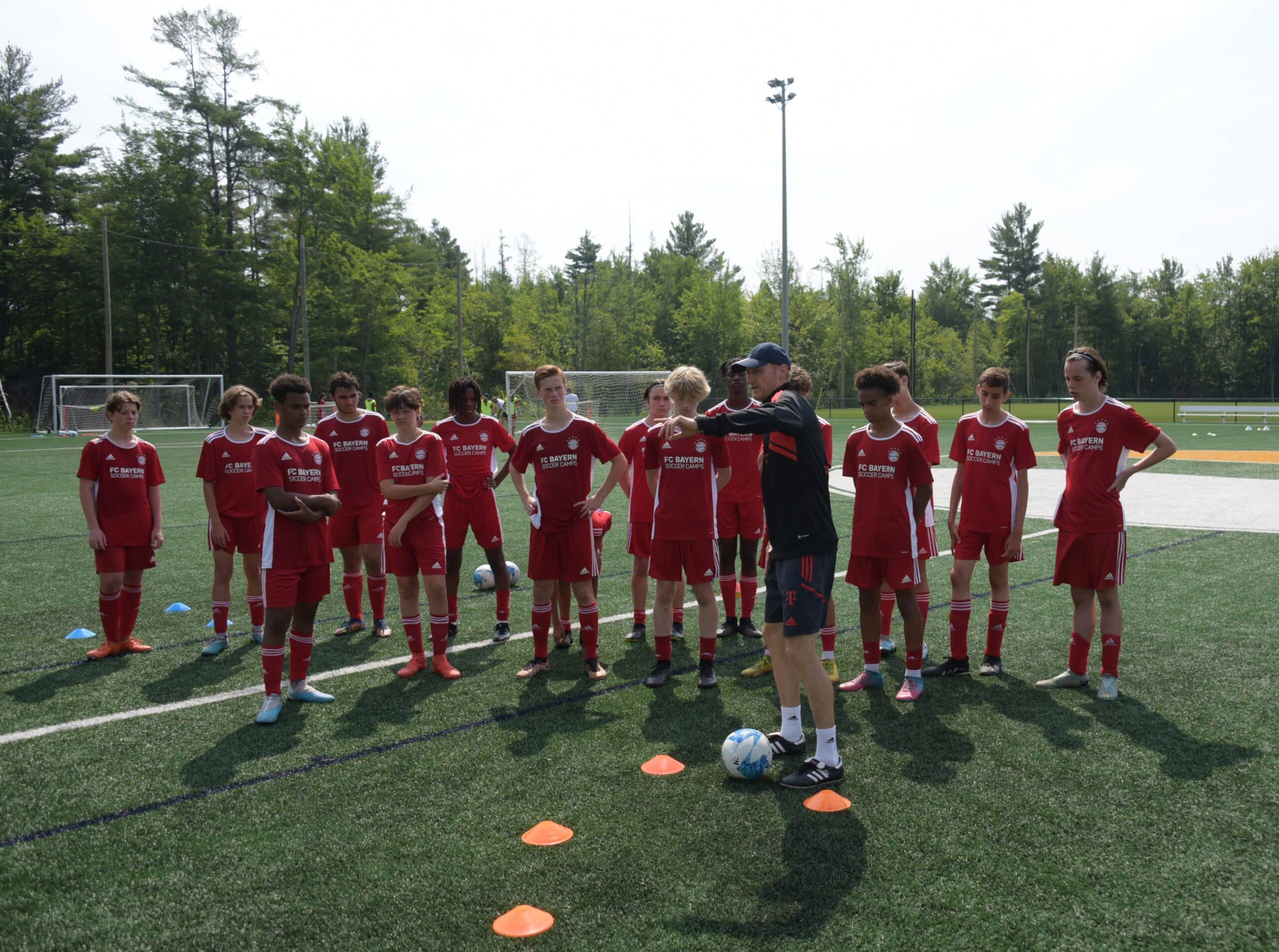 Soccer team learning how to play as a forward in soccer